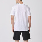 Knit Collar Flammed Basic T-shirt // White (S)