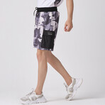 Patterned Cargo Pocket Shorts // Gray (S)