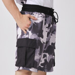 Patterned Cargo Pocket Shorts // Gray (S)