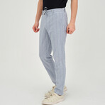 Striped Linen Trousers // Light Blue (S)
