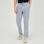 Striped Linen Trousers // Light Blue (S)
