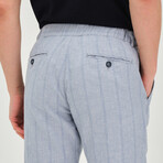 Striped Linen Trousers // Light Blue (S)