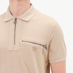 Half-Zip Pocket Polo Shirt // Beige (XS)