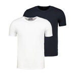 Set of 2 Crewneck T-Shirts //  Dark Blue + White (S)