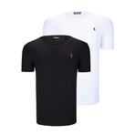 Set of 2 V-Neck T-Shirts // White + Black (S)