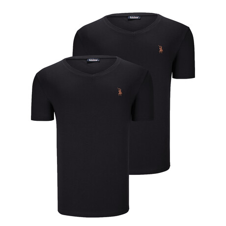 Set of 2 V-Neck T-Shirts // Black (S)
