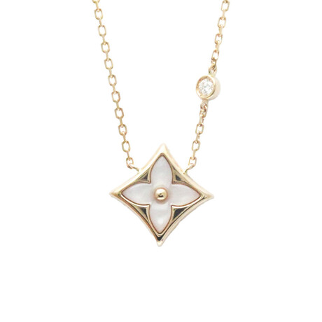 Louis Vuitton // 18k Rose Gold Pandan Tiff Star Blossom Shell Necklace // 15.94" // Store Display
