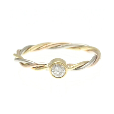 Cartier // 18k Rose Gold + 18k White Gold + 18k Yellow Gold Twisted Diamond Ring // Ring Size: 4.5 // Store Display