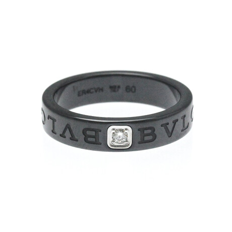 Bulgari // 18k White Gold + Ceramic Double Logo Diamond Ring // Ring Size: 10 // Store Display