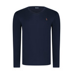 Set of 2 V-Neck Knit Tops // Dark Blue + Black (S)