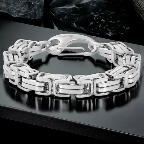 Stainless Steel Byzantine Chain Bracelet (9")