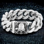 Stainless Steel Skull with Cubic Zirconia Eyes (8.5")