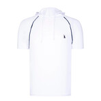 Set of 3 Short Sleeve Hoodies // White + Brown + Dark Blue (S)