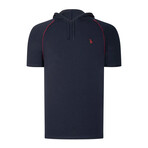 Set of 3 Short Sleeve Hoodies // White + Brown + Dark Blue (S)