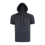 Set of 3 Short Sleeve Hoodies // White + Anthracite + Dark Blue (S)