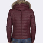 Hooded Quilted Jacket // Burgundy (S)