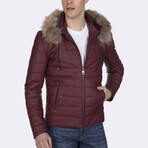 Hooded Quilted Jacket // Burgundy (S)