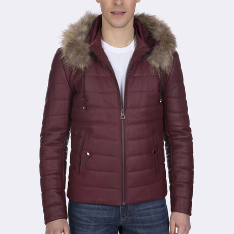 Hooded Quilted Jacket // Burgundy (S)