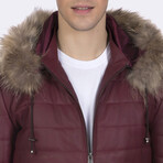 Hooded Quilted Jacket // Burgundy (S)