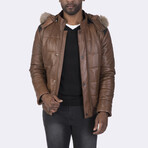 Hooded Bomber Quilted Jacket // Chestnut (S)