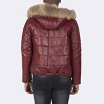 Hooded Bomber Quilted Jacket // Burgundy (S)