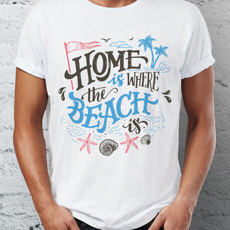 Beach Lettering T-Shirt // White (S)