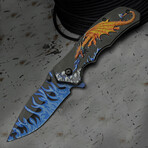 4.75" Golden Dragon'S Flame // Folding Knife // Pocket Clip