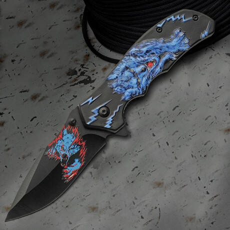 4.75'' Blue Wolf // Liner Lock // Folding Knife // Pocket Clip