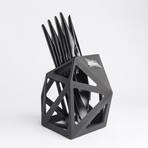 SET OF: Black Diamond Knife Block and Galatine 4PCS Knife Set