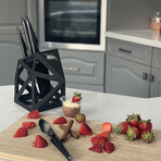 SET OF: Black Diamond Knife Block and Galatine 4PCS Knife Set