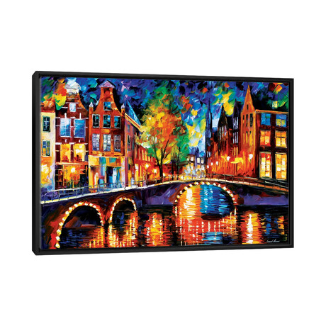 The Bridges Of Amsterdam by Leonid Afremov (18"H x 26"W x 1.5"D)