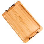 Bamboo Tray /Wrought Iron Handles, 8"