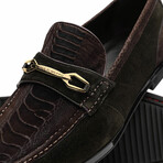 Hugo // Suede Ostrich Loafers // Brown (US: 8)