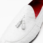 Aubiere // Ostrich Tassel Loafers // White (US: 10)