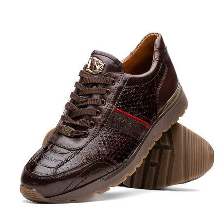 Brescia // Python + Calfskin Sneakers //  Brown (US: 8)