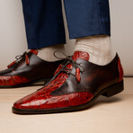 Anzio // Alligator + Calfskin Leather Oxfords Shoes // Cognac (US: 8.5)