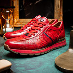 Brescia // Python + Calfskin Leather Sneakers // Red (US: 11)