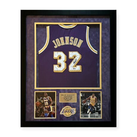 Magic Johnson // Los Angeles Lakers // Autographed Jersey + Framed