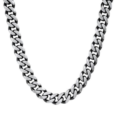 Stainless Steel Gunmetal Cuban Chain Necklace