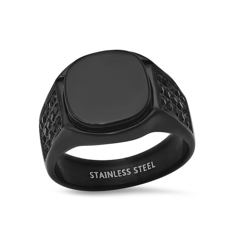 Black Ip Stainless Steel, Simulated Diamonds, Onyx Ring (9)