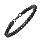 Black Ip Stainless Steel Figaro Chain Bracelet