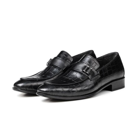 Swank Croc Print Loafers // Black (Euro: 40)