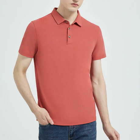Short Sleeve Polo Shirt // Orange Red (XS)