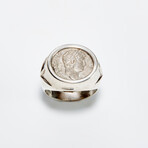Roman Coin of Hadrian, 117-138 AD // Silver Men's Ring