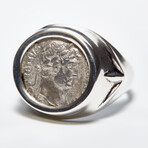 Roman Coin of Hadrian, 117-138 AD // Silver Men's Ring