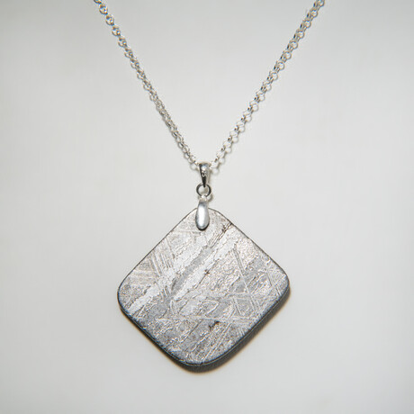 Genuine Muonionalusta Meteorite Pendant with 18" Sterling Silver Chain