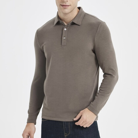 Super Soft Long Sleeve Polo // Light Brown (XS)