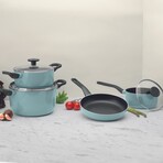 Slate Non-stick Aluminum 7Pc Cookware Set with Glass Lid