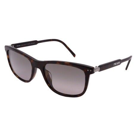 Men's // PR18YS 1AB03R Square Sunglasses // Black + Polarized Green