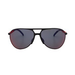 Men's // Sport PS51XS 1BO01M Aviator Sunglasses // Matte Black + Dark Gray Mirror Blue/Red
